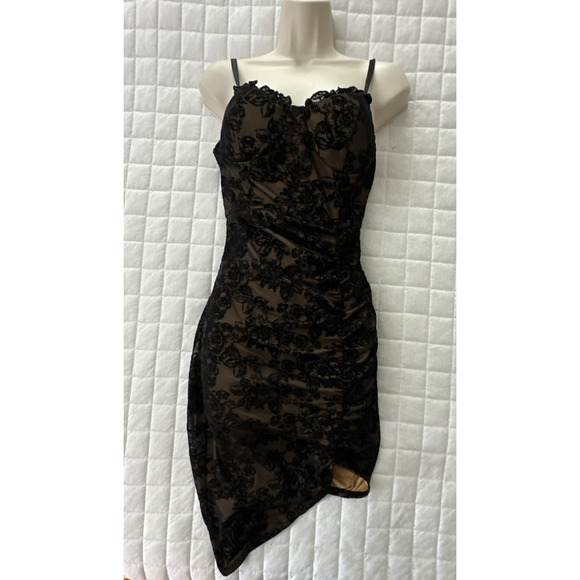 INVITEE Dress Womens Medium Black Lace Bodycon Sheath Sexy Cocktail Coquette - Picture 1 of 14
